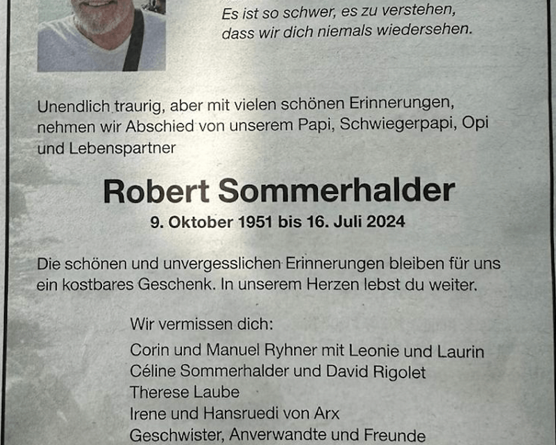 Todesanzeige Röbi Sommerhalder